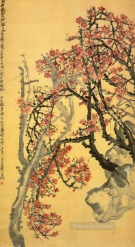 Wu cangshuo red plum blossom traditional China Oil Paintings